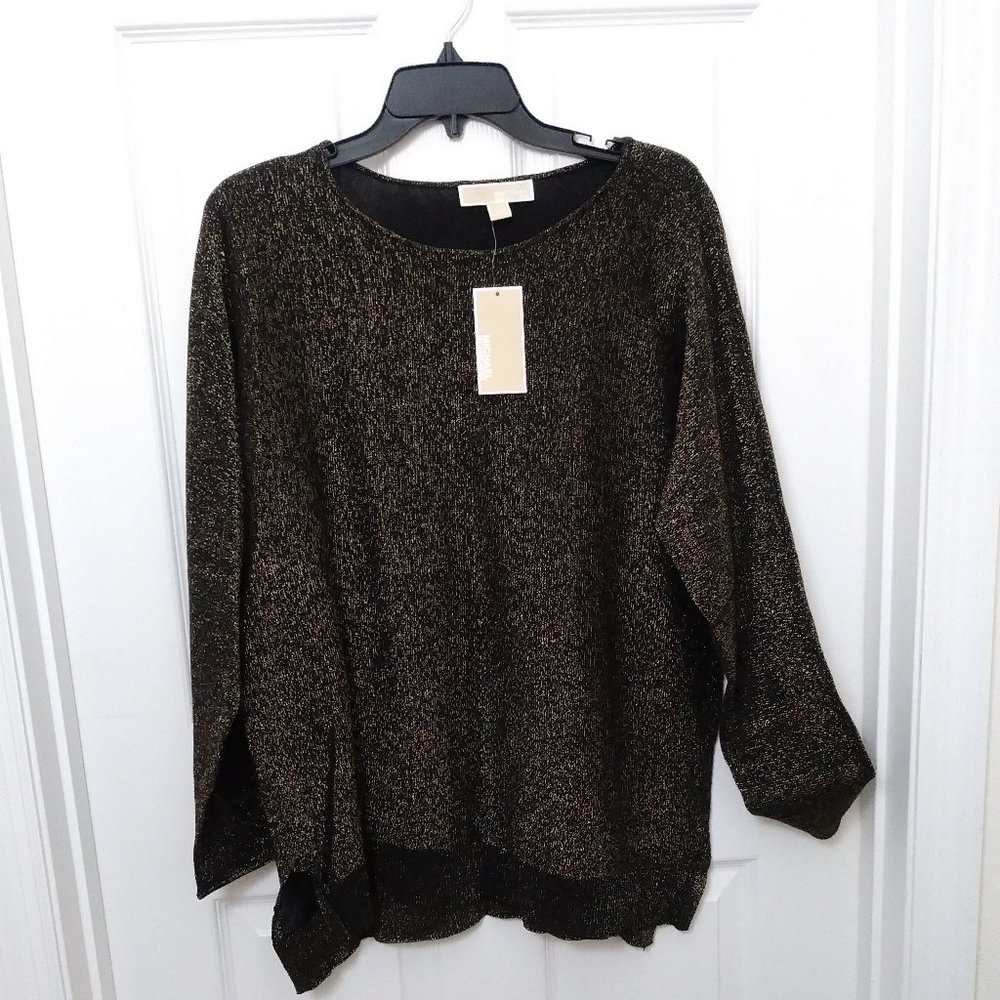 SOLD SOLD Michael Kors Gold Metallic Party Ready Tunic Top Large - Picture 10 of 16